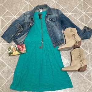 Turquoise pleated Dress